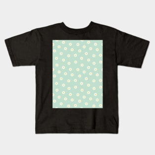 Daisy Flower Pattern, Green Kids T-Shirt